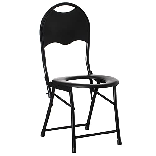 PLAYBERG Black Folding Portable Toilet Seat for Camping and Hiking with Backrest