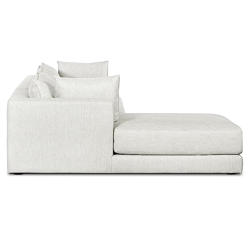Image of Poly & BARK Marcel Left-Facing Corner Sectional with Extra-Wide Chaise - Deep, Relaxed Modern Design with Feather-Blend Cushions for Living Room Comfort and Style - Upholstered in Bright Ash