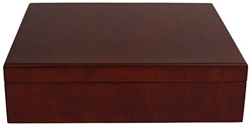 Mantello Cigar Humidor Humidifier Box Magnetic with Hygrometer - Holds (15-25 Cigars) - Elegant Cherry Finish, Spanish Cedar Interior - Storage Container Case