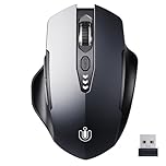 Uineer Wireless Mouse, Rechargeable 2.4G USB Optical Computer Mouse with Battery Level Display, 4 DPI Levels, Ergonomic Mice for Laptop, Desktop, Compatible with PC/Mac/Windows/Chrome,Grey