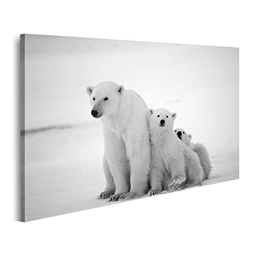 islandburner Tableau sur toile Ours blanc avec chiots Ours polaire avec deux chiots dans la neige Peintures Impressions x salon