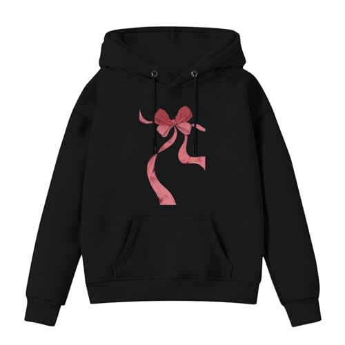 Camo Hoodie Girls,Hoodie Women Teen Cute Fleece Long Sleeve Grey Sweatshirt Kids Hooded Bow Print Fall Casual Boys Hoodies Black 7-8 Years Back To School Clothes For Girls2