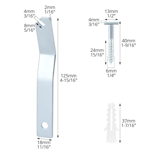 Image of QWORK T-Screw Security Hangers, 100 Pcs T Head Security Screws & 3 Pcs T Screw Wrenches - Secure Picture Frames, Lock Artwork