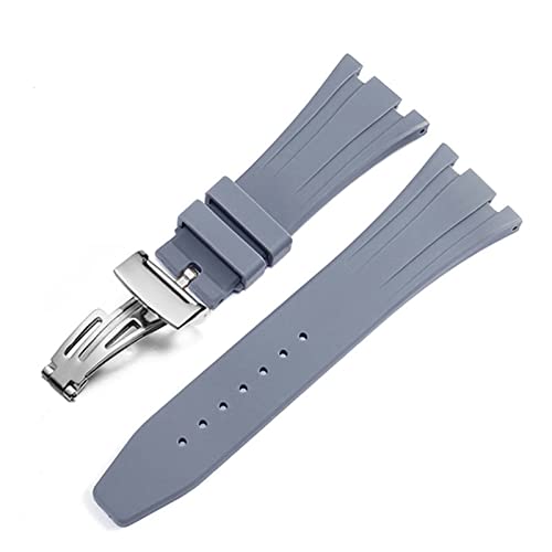 Bracelet montre caoutchouc 28mm gris argent pour AP Royal Oak Offshore