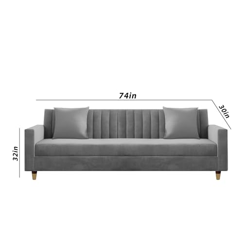 Image of Casaliving Garcia 3 Seater Sofa Set for Living Room (Dark Grey Colour) Premium Fabric Sofa