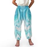 TENMET Kids Pants for Girls Blue Tie Dye Layering Printed Sweatpants Leg Opening Elastic Waistband Yoga Sport Home Wear,6-8 Years