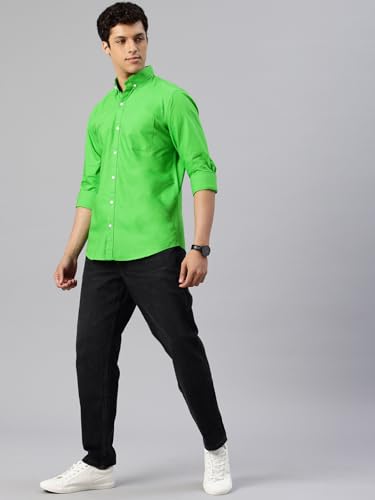 Image of Majestic Man Men's Solid Pure Cotton Casual Shirt - Slim Fit | Full Sleeves | Soft & Breathable Fabric