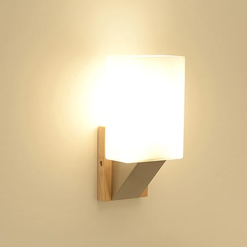 Pheashine Applique Murale Bois Moderne, Applique Murale Intérieure, Luminaire Mural Scandinave en Verre pour Chambre, Couloir, Salon