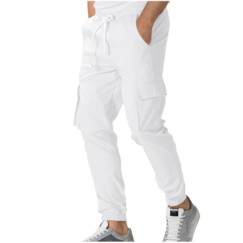 Black Cargo Jeans for Men Fashion Button Down Waist Straight Leg Denim Pants with Pockets Loose Fit Trousers