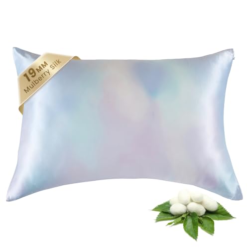 Image of THXSILK Mulberry Silk Pillowcase for Hair and Skin with Hidden Zipper, Hypoallergenic Mulberry Silk Pillowcase Pillow Cover(20inch x 36inch, King Size, Gradient Light Blue, 1pc)