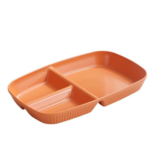 BRZU 落下防止ランチプレート、サラダプレート、仕切り付きディナープレート、壊れにくい、積み重ねてスペースを節約、食堂用食器、麦わらフードトレイ、お手入れ簡単、電子レンジと食器洗い機で子供と大人に安全 (10 枚) (オレンジ(10個))