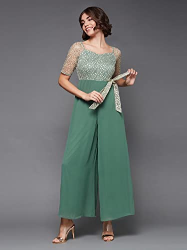 Image of Miss Chase Women's Self Design Cut-Out Georgette Jumpsuit