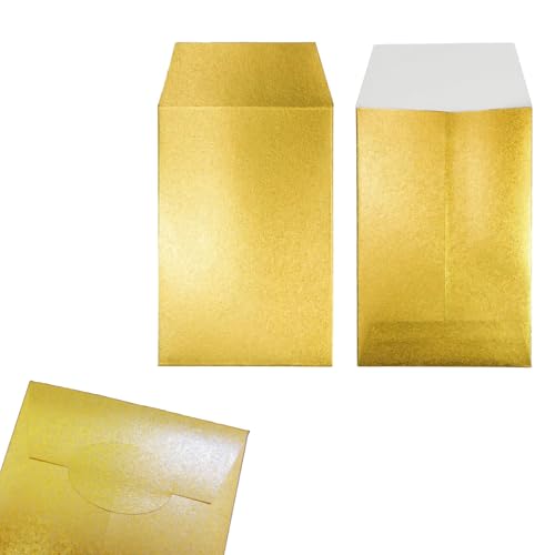 金の封筒 金の封印シール付 艶消しゴールド 日本製 51x82mm 万円袋 金封【10枚セット】 (小) ポチ袋