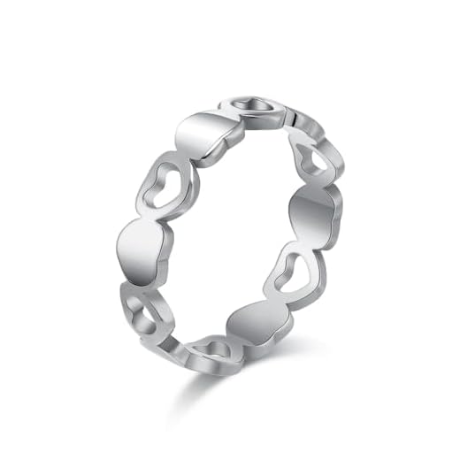 JESMING Anel de aço inoxidável simples e leve de coração vazado para mulheres – Joias modernas em ouro e prata, Metal, Sem pedra preciosa