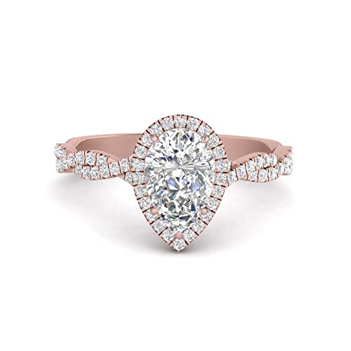 Bague de fiançailles Halo Diamants coupe poire avec pierre précieuse du design Infinity 47-70