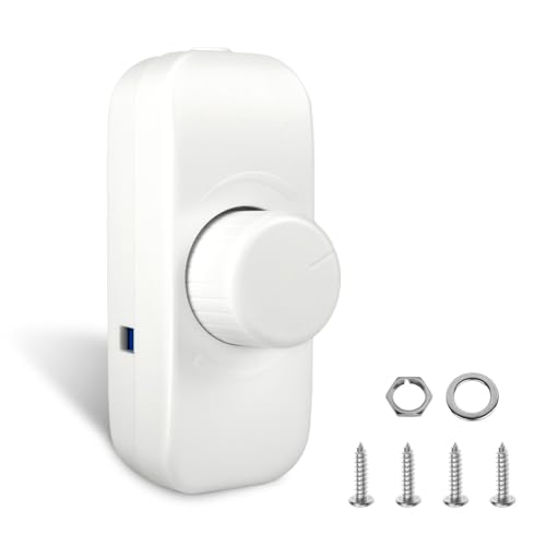 Aroidful 220-240VAC 50Hz Variateur de Lumiere LED, Variateur Rotatif, Interrupteur Variateur led pour ampoules LED graduables, lampes à incandescence et lampes halogènes(Blanc)