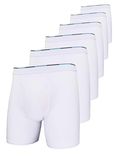 Comfneat Paquete de 6 calzoncillos tipo bóxer para hombre, suaves, transpirables, tallas S-XXL, bragueta abierta, Paquete de 6 unidades totalmente blancas, Large