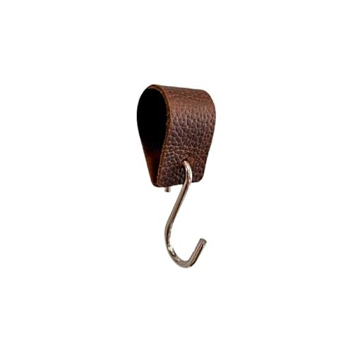 RSR Hangers - Kleiderhaken - Leder - Braun - 12 Stück - S Haken - Fleischerhaken - Kleiderstange - Garderobenstange - Garderobenhaken - Lederhaken