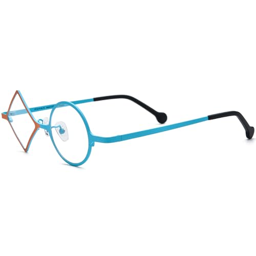 Image of FONEX Colorful Titanium Glasses Frame Men Left Round Right Square Optical Eyeglasses Women F85747