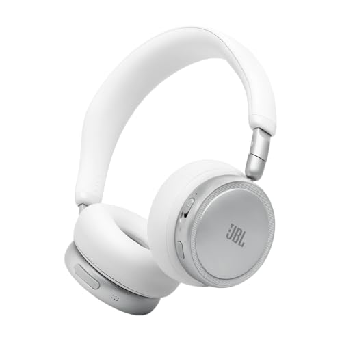 Image of JBL Live 680NC Wireless On‑Ear Headphones with Adaptive Noise Cancelling, Bluetooth, 80 Hours Battery Life, Multipoint Connection, White