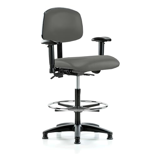 Image of Perch Task Chair with Foot Ring, Glides, 25 inch-34.5 inch, Charcoal Vinyl