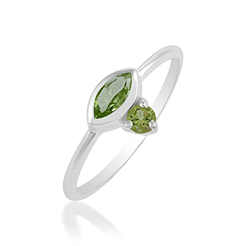 Bague péridot en argent 925 sterling pour femme avec pierre verte
