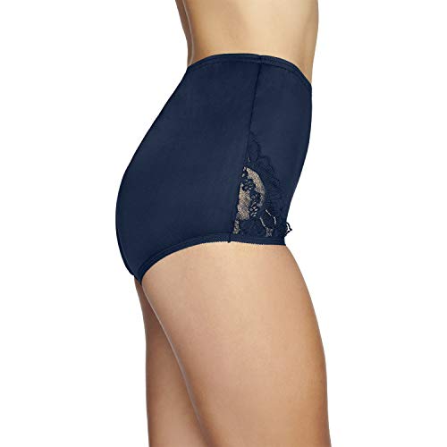Image of Vanity Fair Women's Underwear Perfectly Yours Traditional Nylon Brief Panties, Ghost Navy, 9