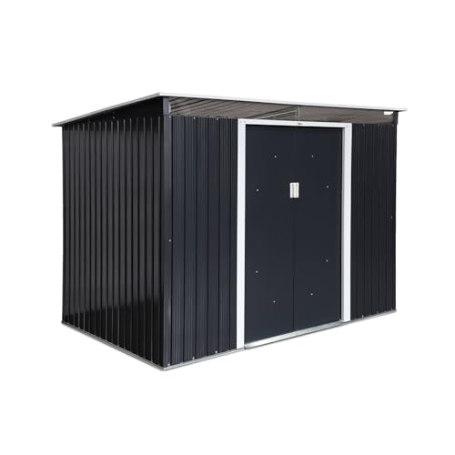 sweeek - Abri de Jardin en métal Couleur Anthracite 4.85m² avec puits de lumière - AUDOMAROIS-