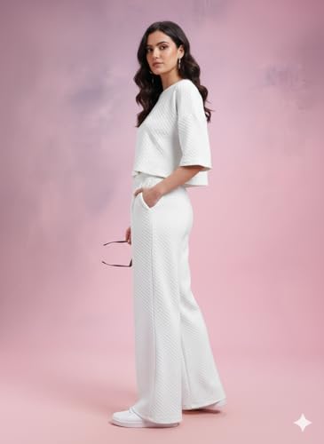 Image of Zilcon Women Bricks Wool 2 Piece Sets for Women Casual Summer Travel Vacation Outfits Pajama Sets Cap Sleeve Lounge Set