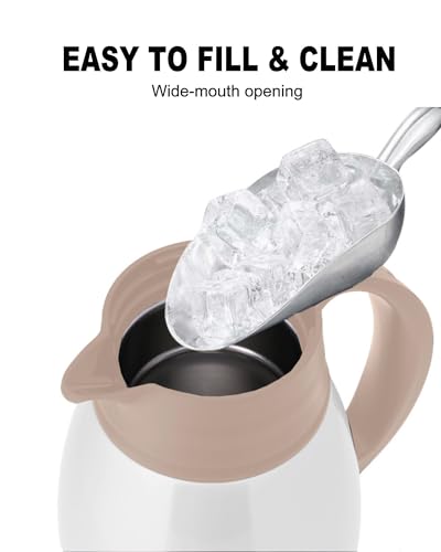 Image of GiNT Stainless Steel Thermal Coffee Carafe, Double Walled Vacuum Thermal Carafe, Water and Beverage Dispenser,12 Hour Heat Retention,65 OZ /1.9 Liter White