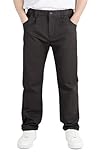 CAMLAKEE Boys School Trousers Kids Chino Pants Straight Uniform Pull on Soft Bottoms Elastic Waist with Zip and Button Closure Black UK 10-11 Years Label Size 150