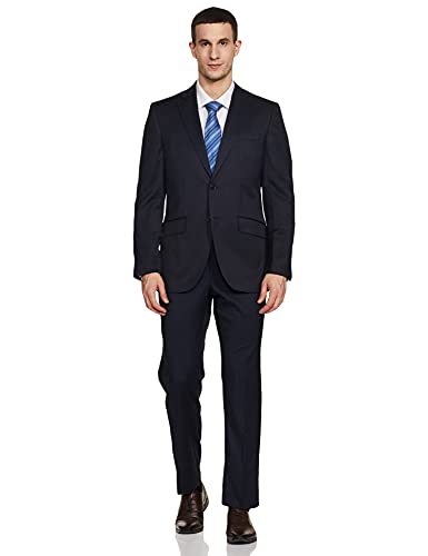 Image of Raymond Wool Blend Men's Full Sleeve Contemporary FIT Dark Blue Formal Suit