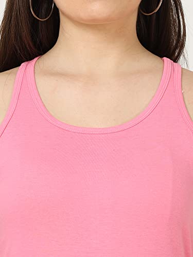 Image of FLEXIMAA Women's Cotton Plain Round Neck Sleeveless T-Shirt