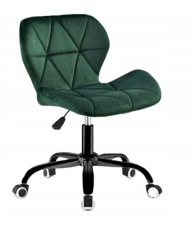 BDW Chaise de Bureau avec revêtement en Velours, Largeur d'assise 46,5cm, Pieds métalliques, réglable en Hauteur Chaise pivotante, pour Bureau, Salon, Chambre à Coucher, Vert