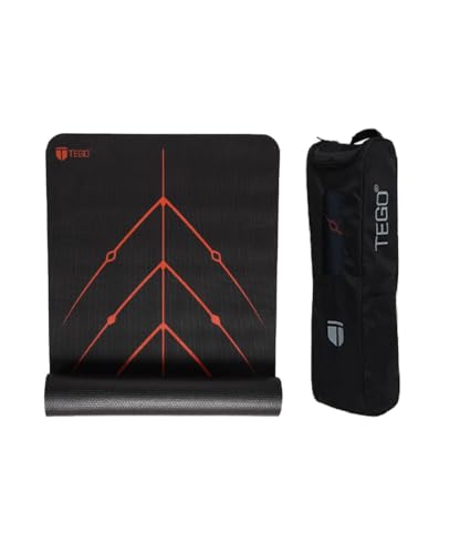 TEGO Stance Yoga Mat with GuideAlign for Posture Alignment (Black...