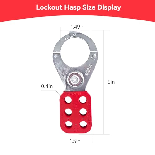 Image of Lock Out Tag Out Hasp,Red 1.5 inch Jaw Diameter Stainless Steel Lockout Hasp Tamper-Proof Padlock Hasp with Extended Jaw,Nylon Handle,Impact-Resistant(10 Pack)