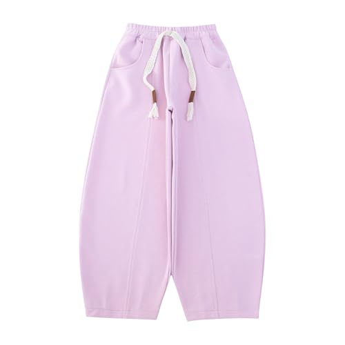 Wide Leg Pants for Teen Girls Casual Barrel Pants High Waisted Baggy Sweatpants Kids Drawstring Trousers for Girl