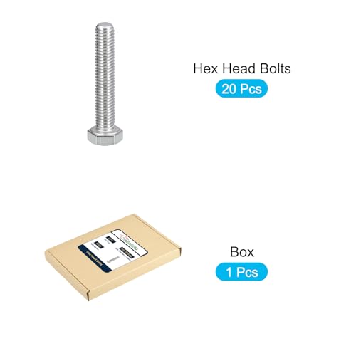 Image of METALLIXITY Hex Bolts (M8-1.25x45mm) 20Pcs, 304 Stainless Steel Coarse Fully Threaded Hex Head Screw Bolt Machine Screws - for Furniture Repair, Silver