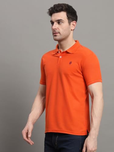 Image of R.ARHAN Men's Cotton Blend Half Sleeves Polo Neck T-Shirt Has A Logo On Chest & Straight Hem-RSE001