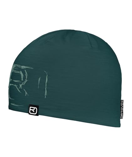 ORTOVOX 120 TEC Logo Beanie – Bonnet léger et Discret en mélange Technique de Laine pour Les randonnées Estivales – Vert – Unisexe