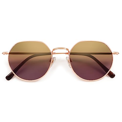 SOJOS Round Polygon Polarized Sunglasses for Women Men Retro Classic Vintage Panto Octagonal Shades SJ1157