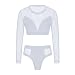 Diamondo Sexy Women Gauze Long Sleeve High Waist Bikini Swimwear Swimsuit (Black, Asian M)