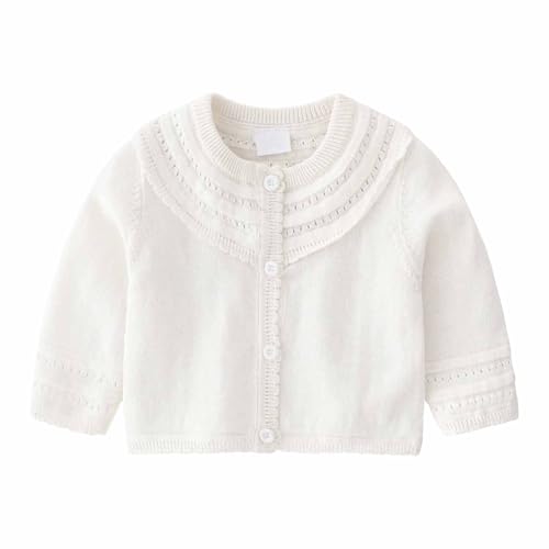 ベビー服 カーディガン 長袖ボレロ 前開き ボタン 幼児服 赤ちゃん ショット丈 可愛い ニット セーター 無地 シンプル 上着 柔らかい ストレッチ 羽織 防寒保温 暖かい 冷房対策 お洒落 カジュアル お出かけ 普段着 春夏秋冬(ホワイト,66)