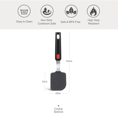Image of Silicone Spatula Heat Resistant Flexible Rubber for Nonstick Cookware, Burger Pancake Spatula Turner Large Silicone Spatula for Cooking Kitchen Utensil (Pack of 1)