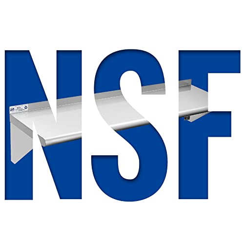 Image of Hally Stainless Steel Shelf 12 x 48 Inches 280 lb, NSF Commercial Wall Mount Floating Shelving for Restaurant, Kitchen, Home and Hotel