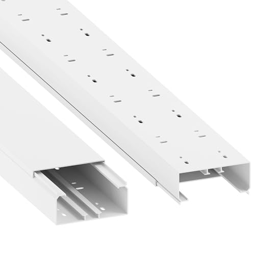 Habengut | Goulotte de câblage (avec Perforation de montage) 60x130 mm en PVC, couleur : blanc, longueur 1 m