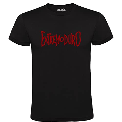 4people Camiseta Negra con Logotipo de Extremoduro 100% Algodón Hombre Tallas S M L XL XXL (M)