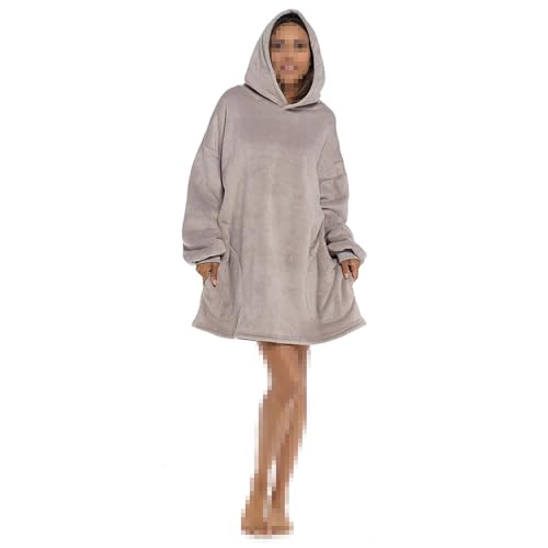 Couverture à capuche femme en sherpa et flanelle pull géant taille unique super chaud