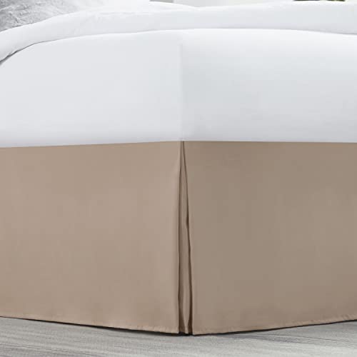 Image of Nestl Taupe Full XL Bed Skirt - Full XL Size Bed Skirt 14 Inch Drop - Brushed Microfiber Bed Skirts - Hotel Quality Pleated Bed Skirt - Shrinkage & Fade Resistant