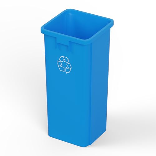 Image of 23 Gallon Blue Square Commercial Trash Garbage Can | Outdoor Office Restaurant School Kitchen